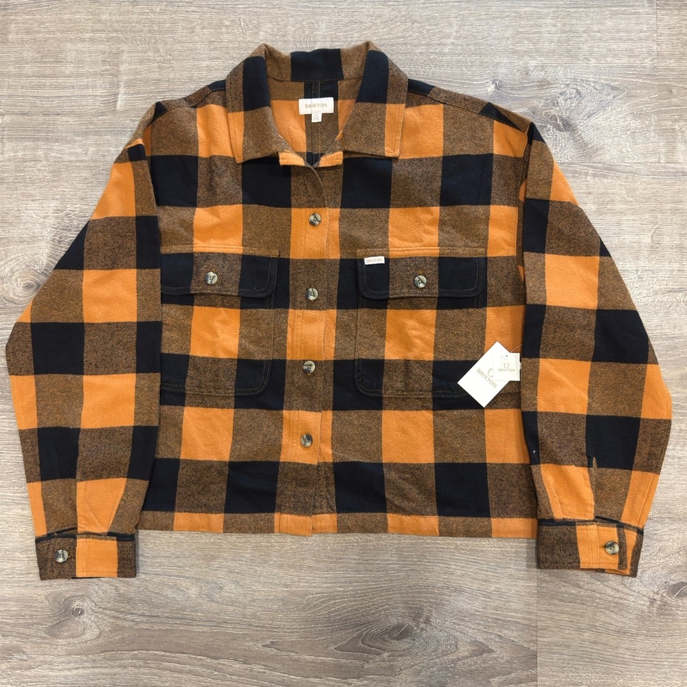 Brixton Orange and Black Checkered Shirt